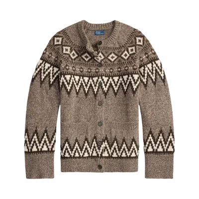 Pre-owned Polo Ralph Lauren Long-sleeve Crew Neck Cardigan Sweater 'mushroom' | Multi-color | Women's Size M