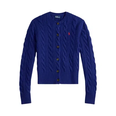 Pre-owned Polo Ralph Lauren Long-sleeve Crew Neck Cardigan Sweater 'winter Night Navy' | Blue | Women's Size X