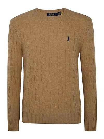 Polo Ralph Lauren Iconica Maglia A Trecce Lana E Cashmere. Regular-fit. Girocollo. Sweater In Nude