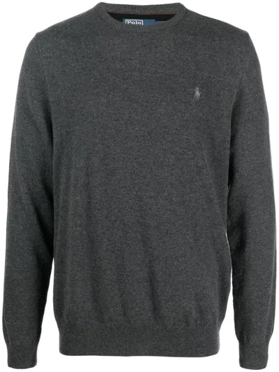 Polo Ralph Lauren Long Sleeve Crew Neck Pullover Clothing In Gray