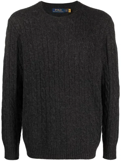 Polo Ralph Lauren Cashmere Cable Knit Crewneck Sweater In Gray