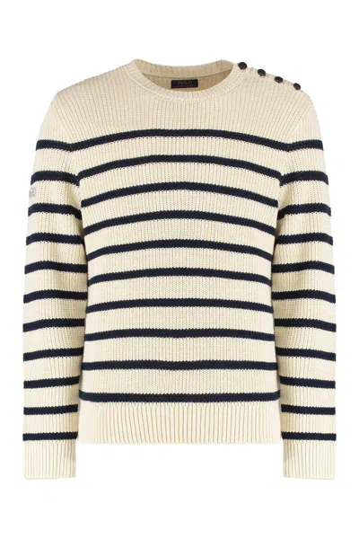 Polo Ralph Lauren Cotton-linen Striped Sweater In Green