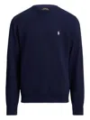 Polo Ralph Lauren Navy Blue Loopback Cotton Crewneck Sweatshirt In Blue