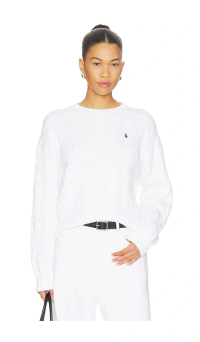 Polo Ralph Lauren Long Sleeve Crew Pullover Sweater In White
