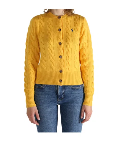 Polo Ralph Lauren Long Sleeve Crewneck Cardigan In Brown