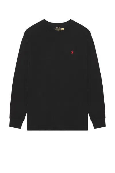 Polo Ralph Lauren Long Sleeve Crewneck T-shirt In Black