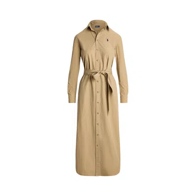 Pre-owned Polo Ralph Lauren Long-sleeve Day Dress 'khaki' | Tan | Women's Size 4 In Brown