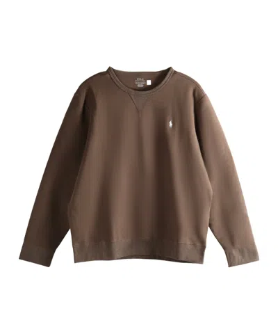Polo Ralph Lauren Long-sleeve Double Knit Tech Crewneck Sweatshirt In Brown