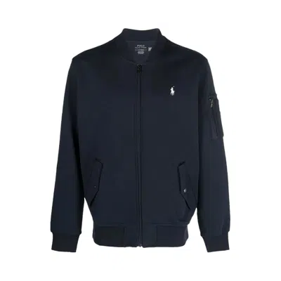 Pre-owned Polo Ralph Lauren Long-sleeve Double Knit Tech Full Zip Bomber Jacket 'aviator Navy' | Blue | Men's
