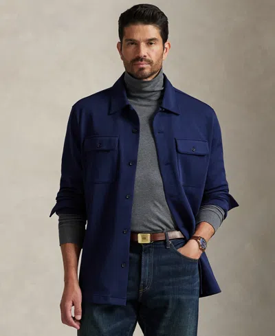 Polo Ralph Lauren Long Sleeve Double Knit Tech Shirt In Blue