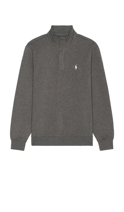 Polo Ralph Lauren Long Sleeve Double Knit Tech Snap Mocknock Pullover In Gray