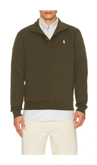 Polo Ralph Lauren Long Sleeve Double Knit Tech Snap Mocknock Pullover In Multi