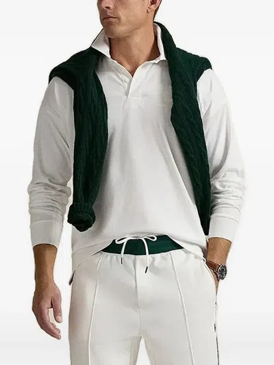 Polo Ralph Lauren Long-sleeve Embroidered Polo Shirt In White