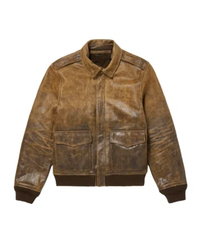 Polo Ralph Lauren Long Sleeve Flight Jacket In Brown
