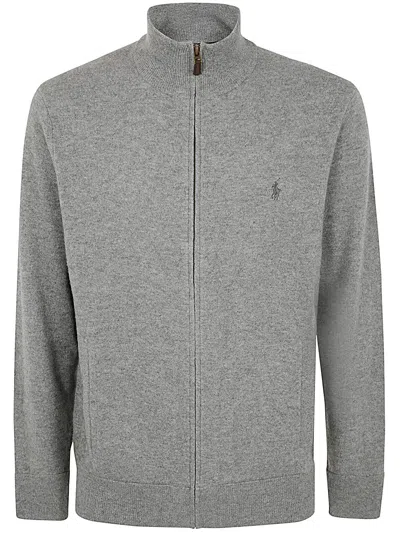 Polo Ralph Lauren Long Sleeve Full Zip Sweater In Grey