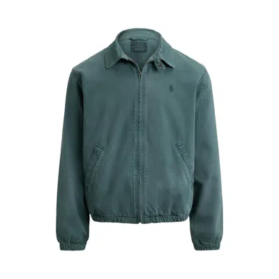 Pre-owned Polo Ralph Lauren Long-sleeve Heritage Twill Rigid Denim Windbreaker 'hallett' | Green | Men's Size