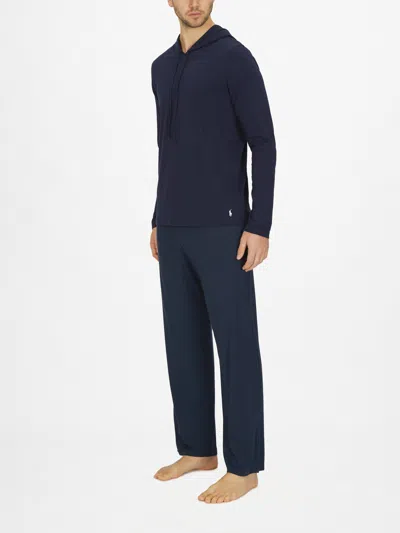 Polo Ralph Lauren Long Sleeve Hooded Pyjama Top In Navy