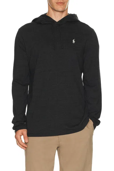 Polo Ralph Lauren Long Sleeve Hooded T-shirt In Black