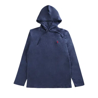 Pre-owned Polo Ralph Lauren Long-sleeve Hooded T-shirt 'spring Navy Heather' | Blue | Men's Size S