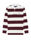 Polo Ralph Lauren Classic Fit Burgundy/cream Striped Polo Shirt In White