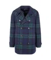 Polo Ralph Lauren Plaid Bomber Jacket Notched Lapels In Blue