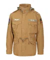 Polo Ralph Lauren Cotton Jacket With Drawstring Waist And Pockets In Gold