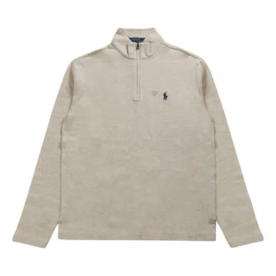 Pre-owned Polo Ralph Lauren Long-sleeve Jacquard 1/2 Zip Pullover 'chalk Heather' | Grey | Men's Size S