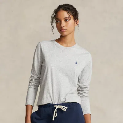 Polo Ralph Lauren Long-sleeve Jersey Crewneck T-shirt In Grey