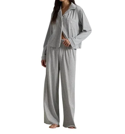 Polo Ralph Lauren Jersey Long-sleeve Pajama Set In Heather Grey