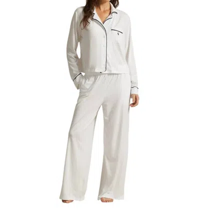 Polo Ralph Lauren Long-sleeve Jersey Pajama Set In White Cloud