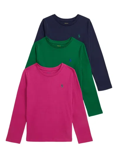 Polo Ralph Lauren Kids' Long-sleeve Jersey T-shirt (pack Of Three) In Multi