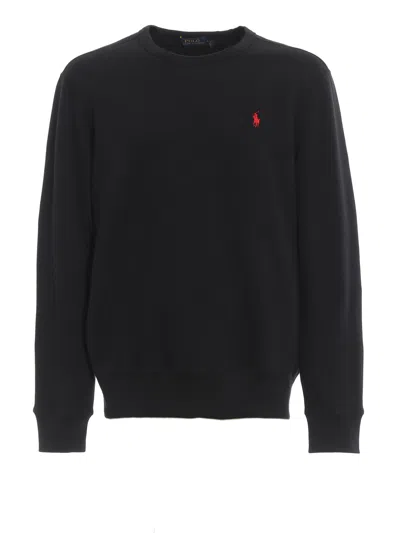 Polo Ralph Lauren Black Crewneck Sweatshirt With Pony Embroidery