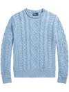 Polo Ralph Lauren Cable-knit Cotton, Cashmere And Linen-blend Sweater In Blau