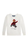 Polo Ralph Lauren Long Sleeve Lightweight Fleece Bear Graphic Sweatshirt In White