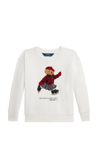 Polo Ralph Lauren Long Sleeve Lightweight Fleece Bear Graphic Sweatshirt In White