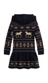 Polo Ralph Lauren Long Sleeve Lightweight Fleece Fairisle Hoodie Dress In Multi