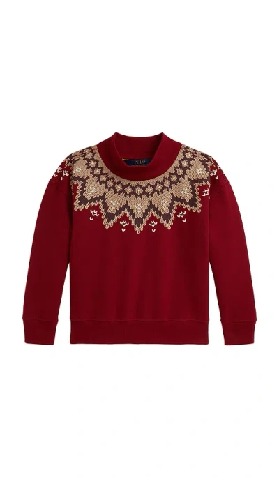 Polo Ralph Lauren Long Sleeve Lightweight Fleece Mockneck Bubble Sweatshirt In Red