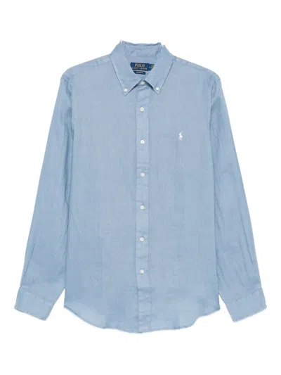 Polo Ralph Lauren Long-sleeve Linen Shirt In Blue