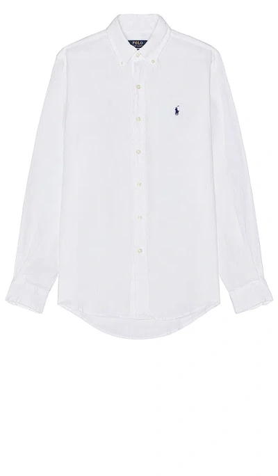 Polo Ralph Lauren Long-sleeved Button-down Shirt With Tailored Fit In White