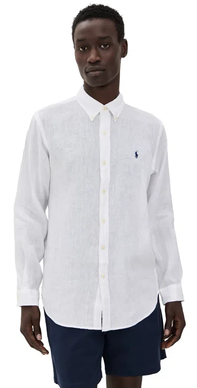 POLO RALPH LAUREN LONG SLEEVE LINEN SHIRT CERAMIC WHITE