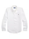 Polo Ralph Lauren Mens Button-down Long-sleeves Linen Shirt Ceramic White Xxl In White