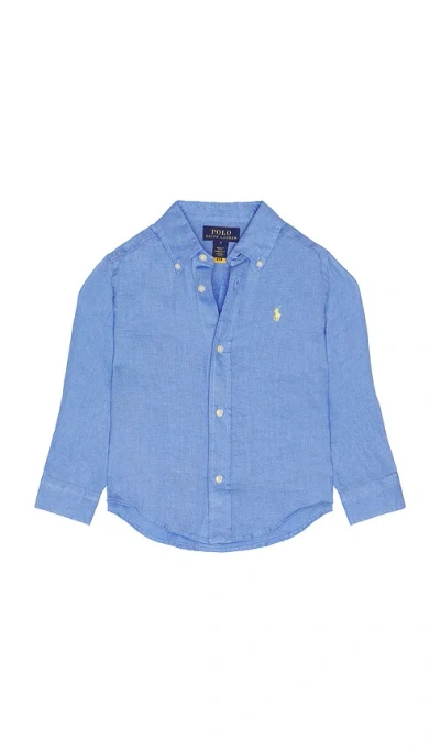 Polo Ralph Lauren Long Sleeve Linen Sport Shirt In Blue