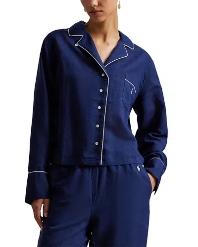 Polo Ralph Lauren Long Sleeve Long Pajama Set In Blue