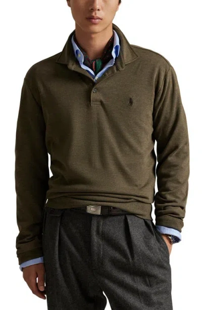 Polo Ralph Lauren Long Sleeve Luxury Cotton Blend Polo In Green