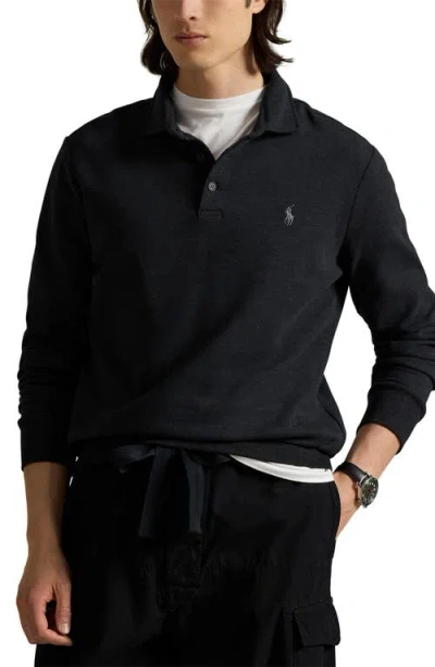 Polo Ralph Lauren Long Sleeve Luxury Cotton Blend Polo In Blue