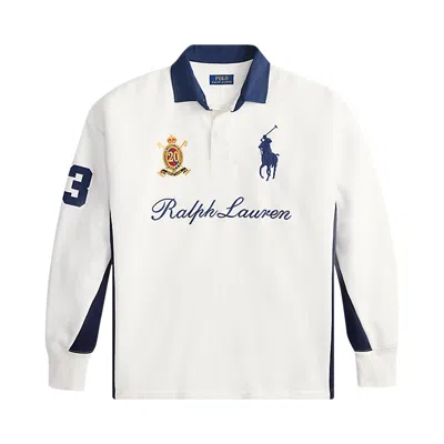 Pre-owned Polo Ralph Lauren Long-sleeve Magic Fleece Big Pony And Crest Rugby Sweatshirt 'white' | Men's Size