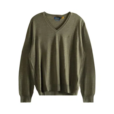 Pre-owned Polo Ralph Lauren Long-sleeve Merino V Neck Sweater 'cargo Olive Heather' | Green | Men's Size M