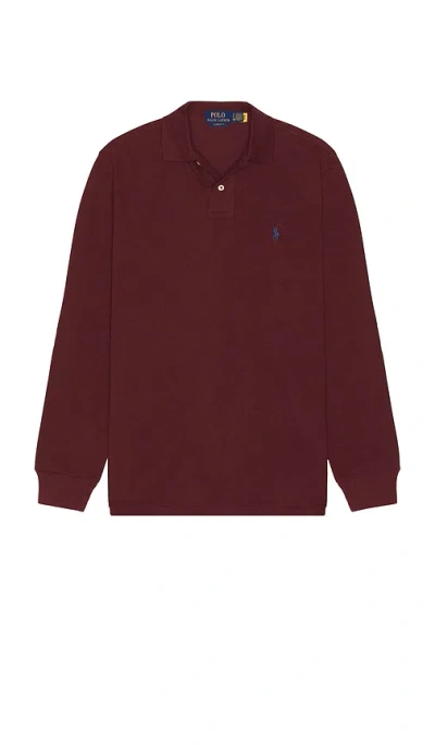 Polo Ralph Lauren Long Sleeve Mesh Polo In Red