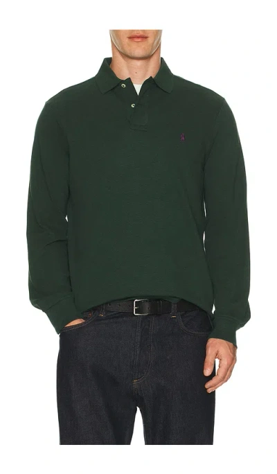 Polo Ralph Lauren Long Sleeve Mesh Polo In Green