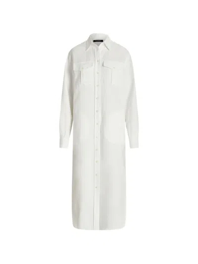 Polo Ralph Lauren Long Sleeve Midi Dress In White